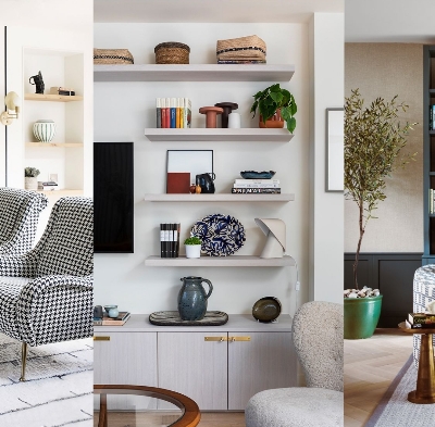 사용한 물건이 제자리에 정리된 단순한 실내 공간