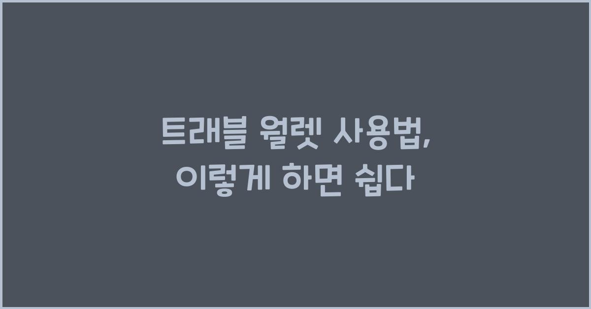 트래블 월렛 사용법