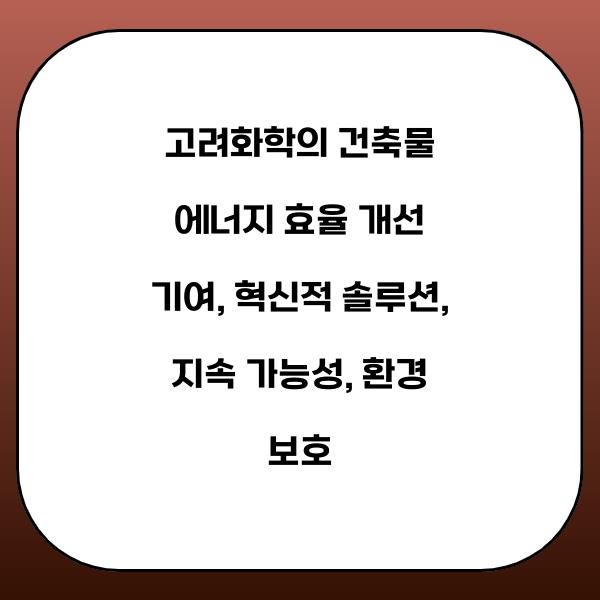 고려화학, 건축물 에너지 효율 개선에 기여하다