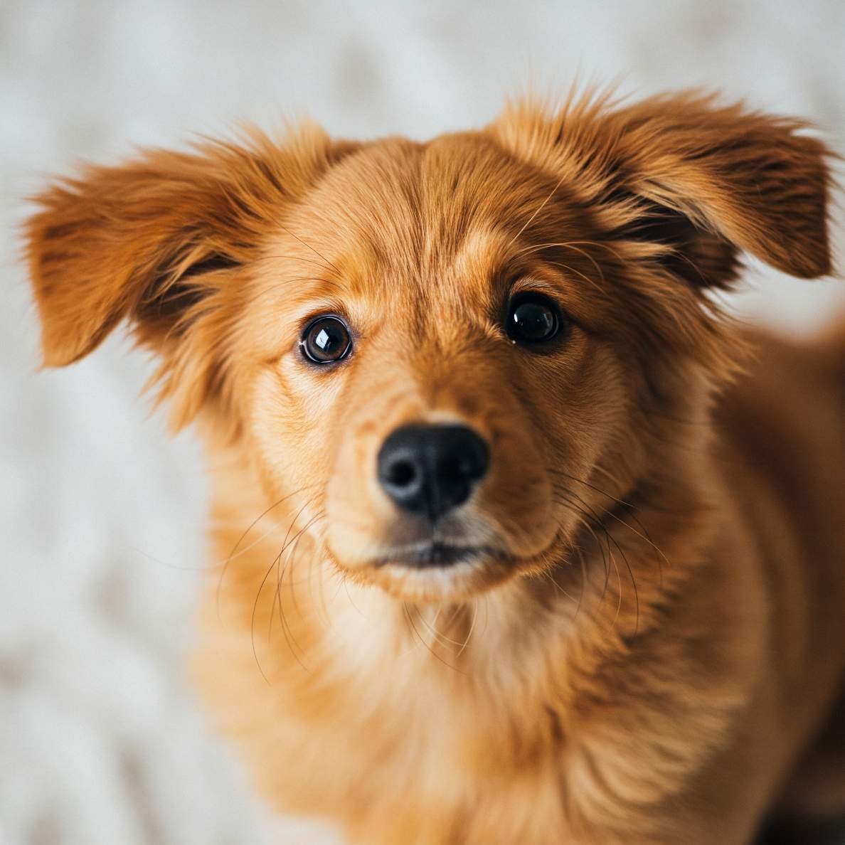 귀여운 강아지가 카메라를 향해 처다보는 이미지