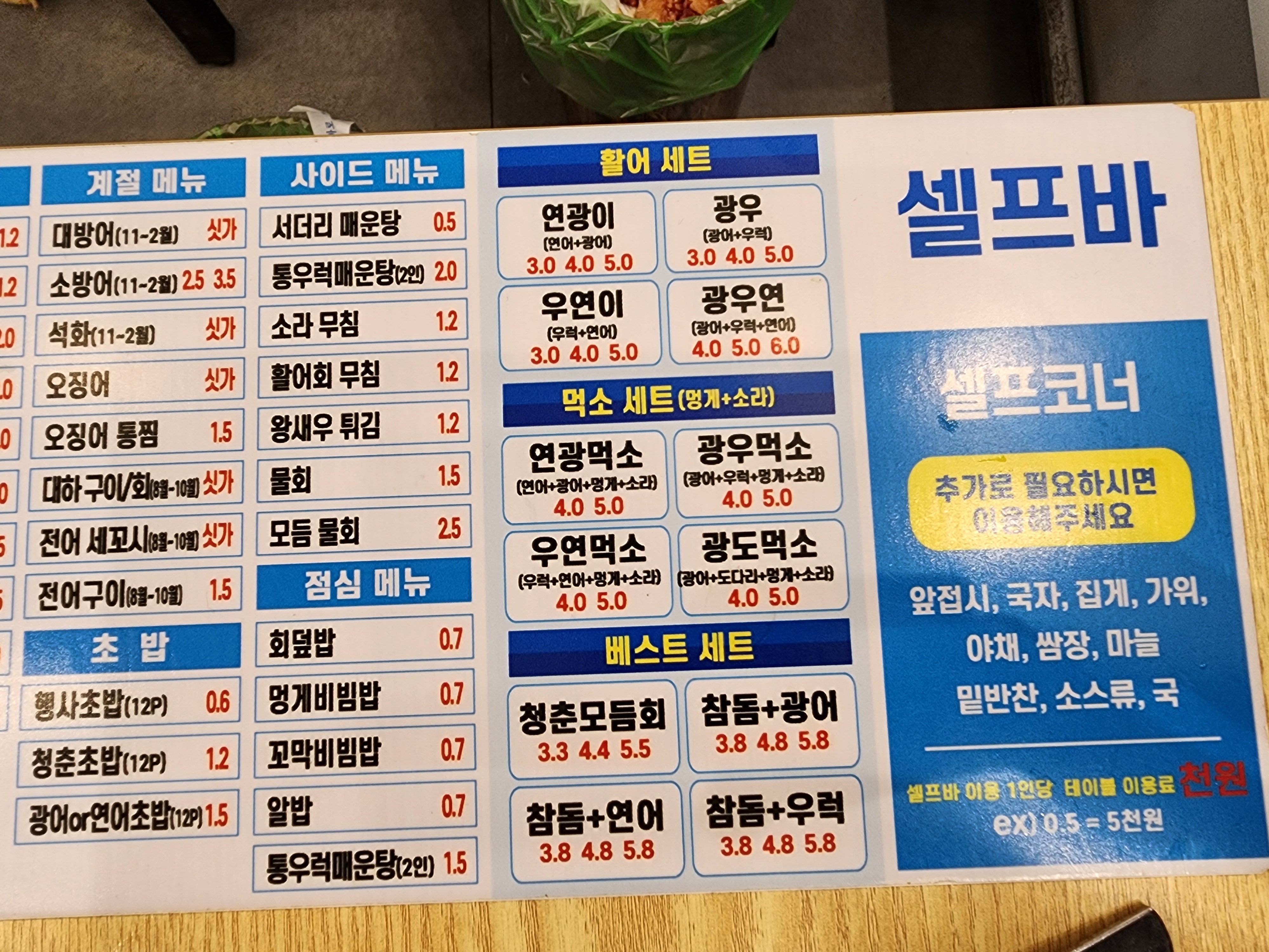 성신여대-횟집-청춘종합어시장-위치-영업시간