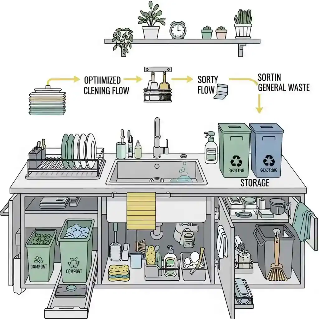 주방 청소 동선 정리 모습