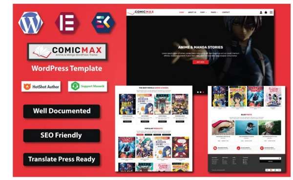 Comix Max - 애니메이션, 만화 스토리 워드프레스 엘리멘트 테마