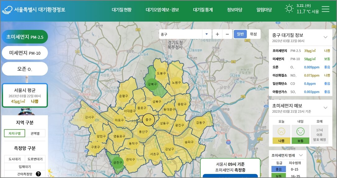 서울 대기환경정보