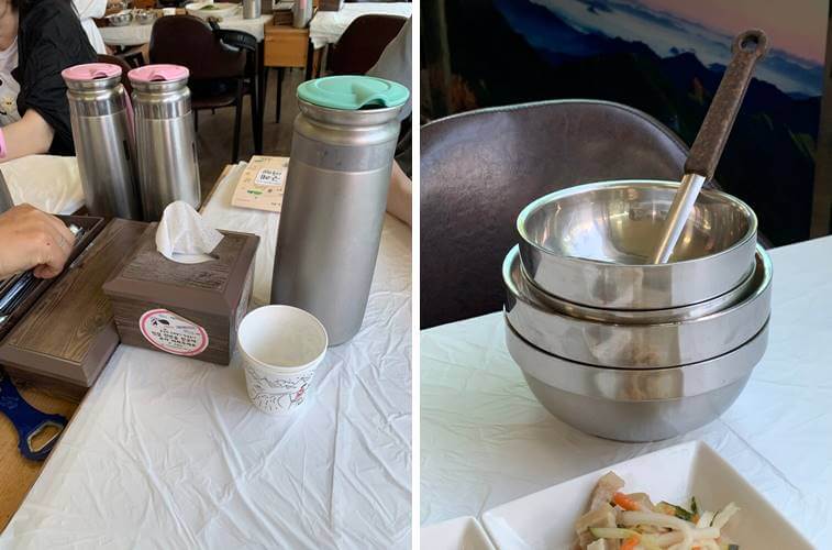 물, 컵, 그릇 및 기본세팅