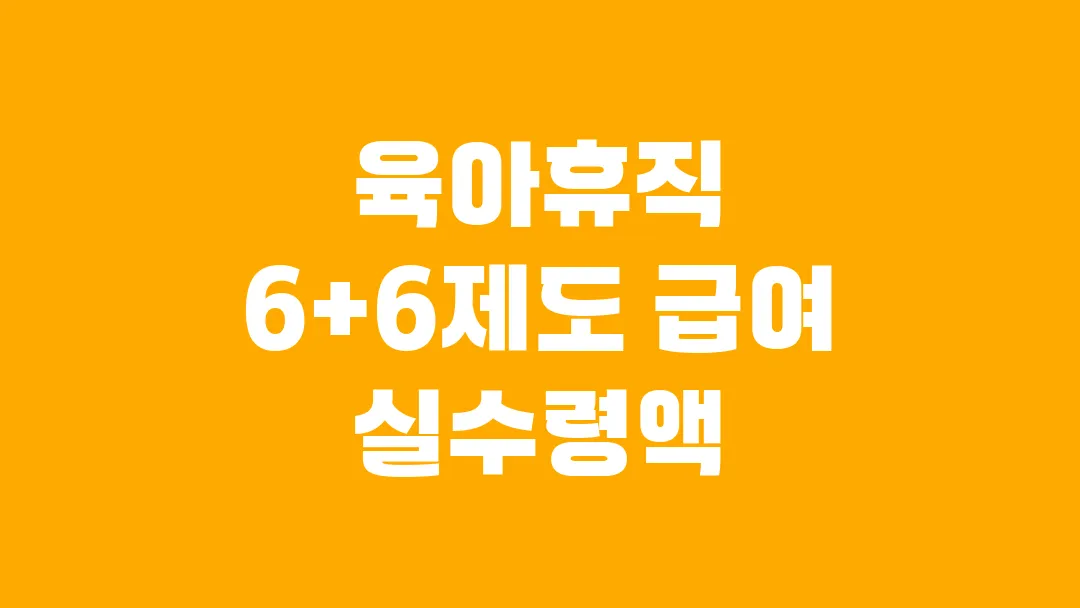 2025 육아휴직 6+6제도 급여 실수령액