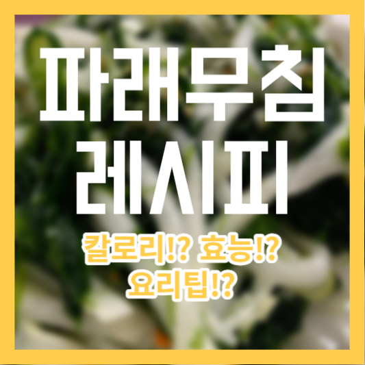 파래무침 황금레시피 - 효능!? 요팁!? 칼로리!?