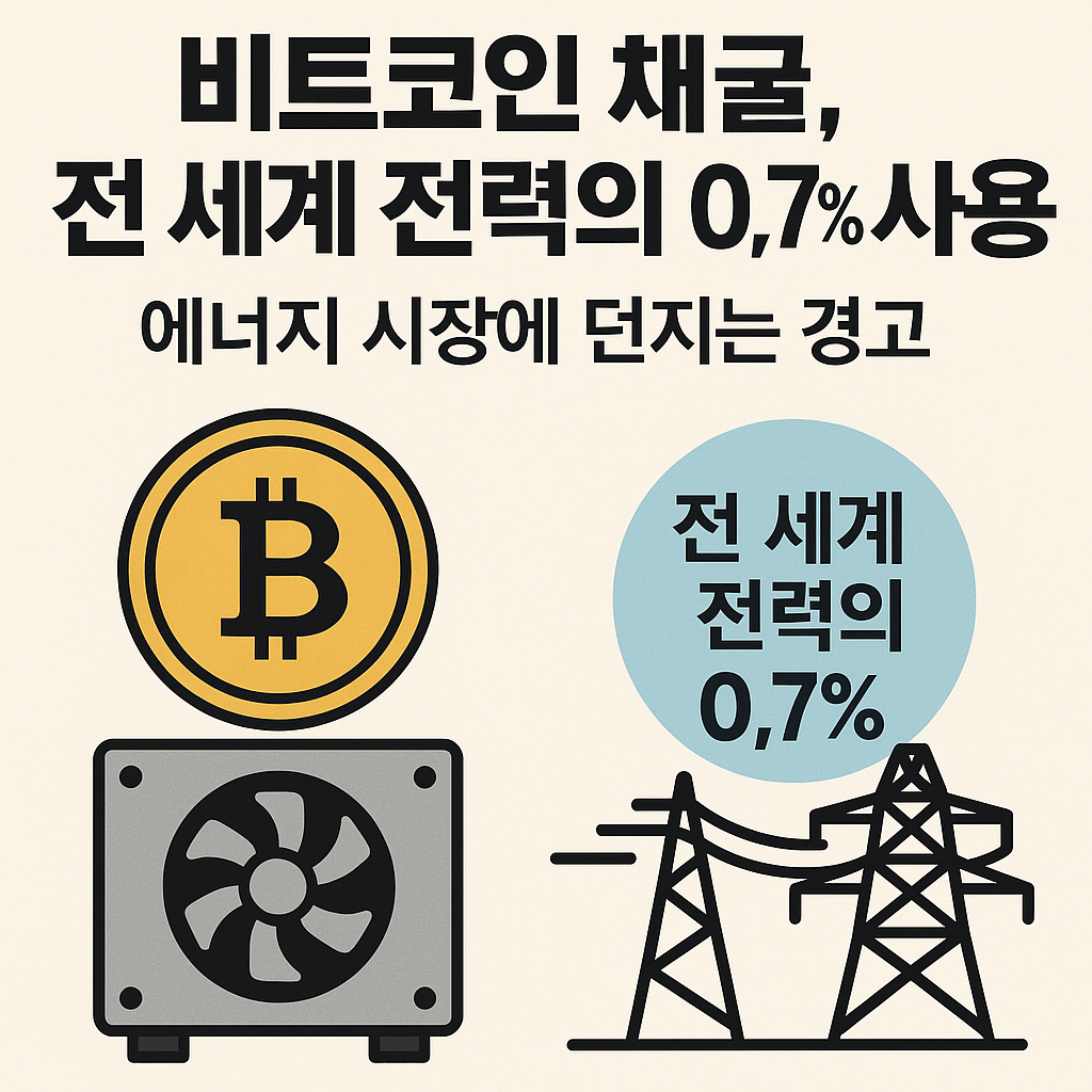 비트코인 채굴, 전 세계 전력의 0.7% 사용 — 에너지 시장에 던지는 경고