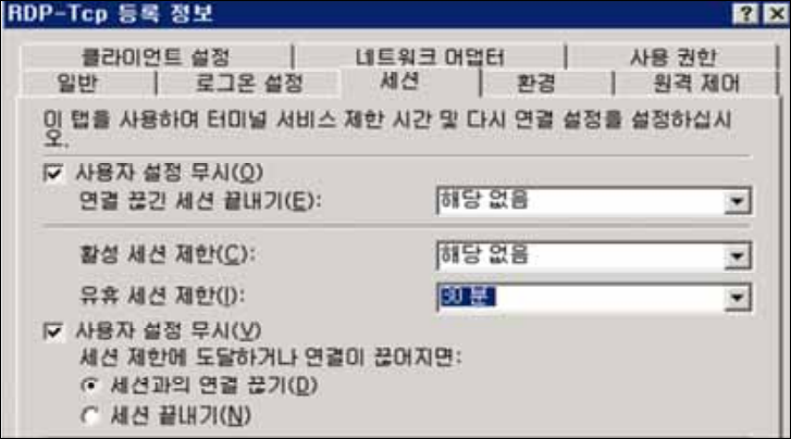유휴 세션 제한