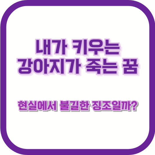 내가 키우는 강아지가 죽는 꿈, 현실에서 불길한 징조일까?
