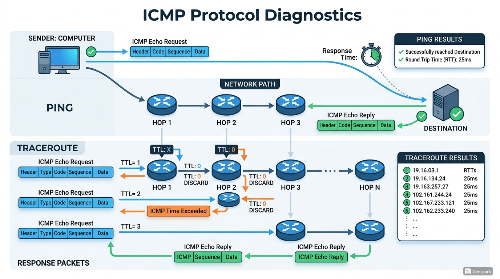 ICMP의 역할 Ping과 Traceroute가 네트워크 진단에 쓰이는 원리 참고이미지