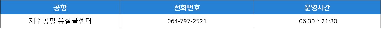 제주공항 유실물 센터-연락처