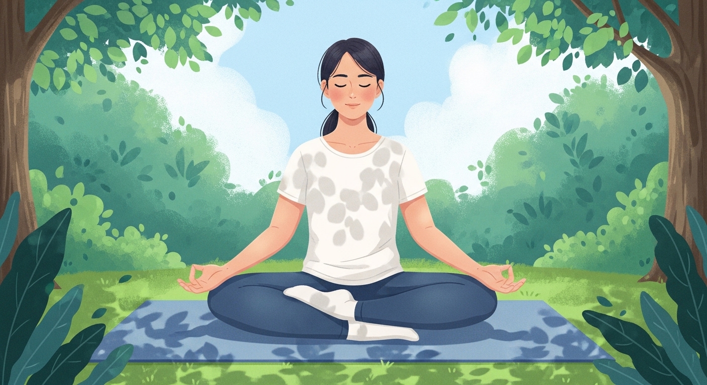 간헐적 단식과 병행하여 스트레스 관리를 위한 야외 요가 또는 명상 이미지