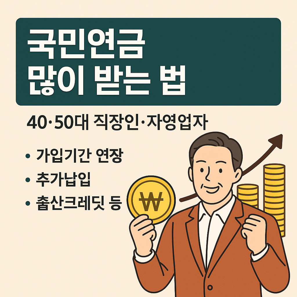 국민연금 많이 받는 법, 40~50대 직장인, 자영업자 가입기간 연장