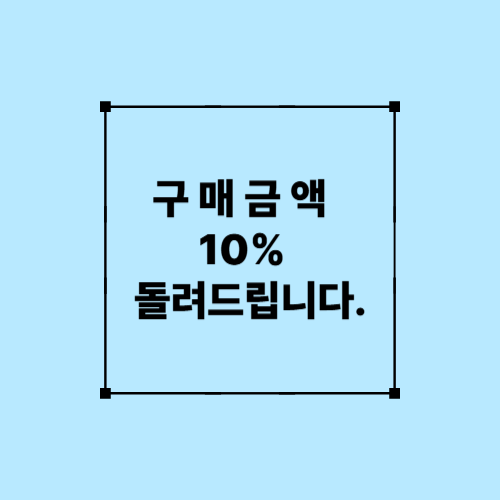 구매금액 10% 돌려드립니다