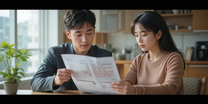 전기요금 고지서를 함께 확인하는 장면
