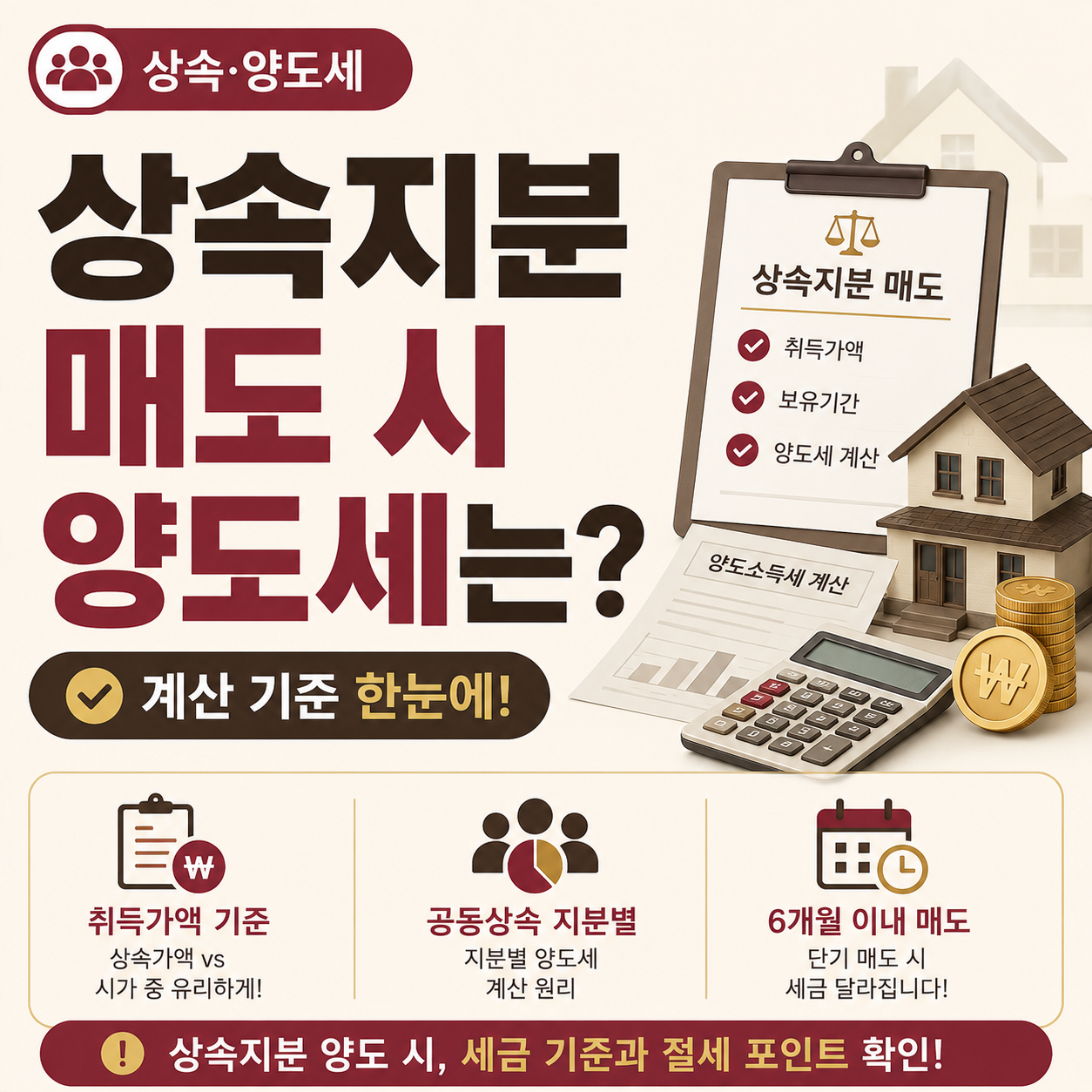 상속지분 매도 양도세 계산 기준 안내 이미지