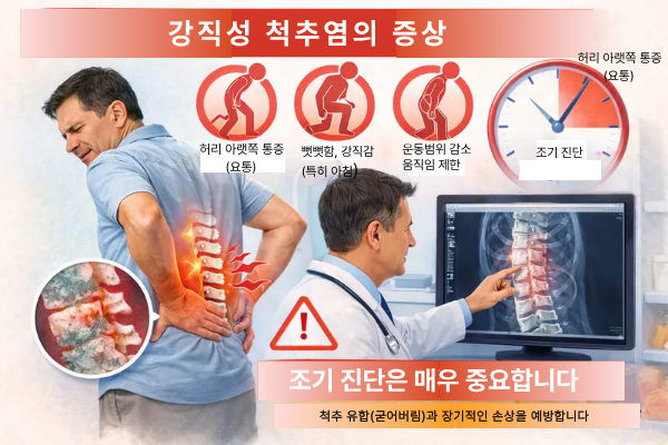 강직성 척추염 증상과 조기 진단 중요성 관련 이미비