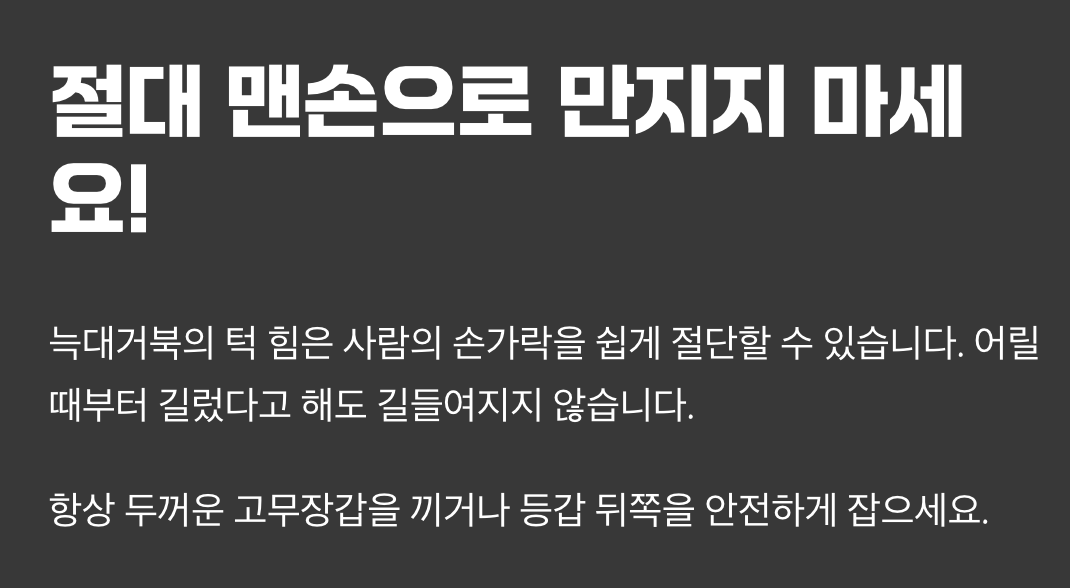 가장 중요해요! 절대 맨손으로 만지지 마세요