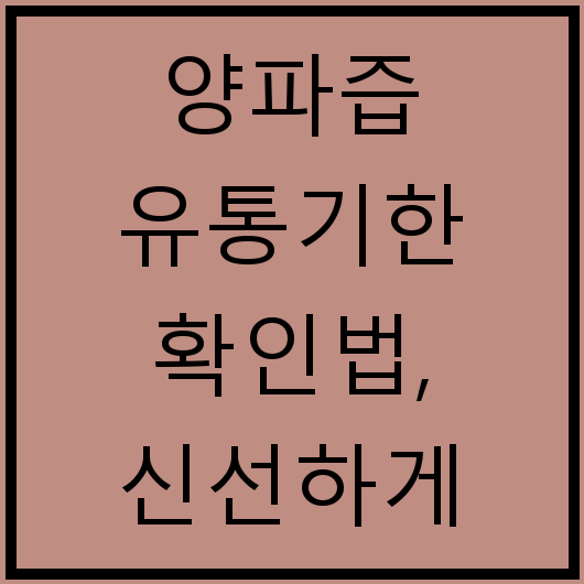 양파즙 유통기한 확인법, 신선하게 보관하는 꿀팁