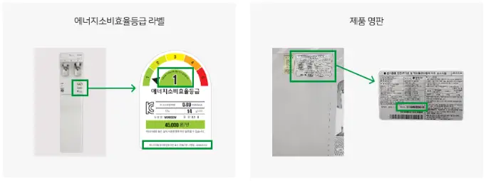 정수기 라벨 예시 사진