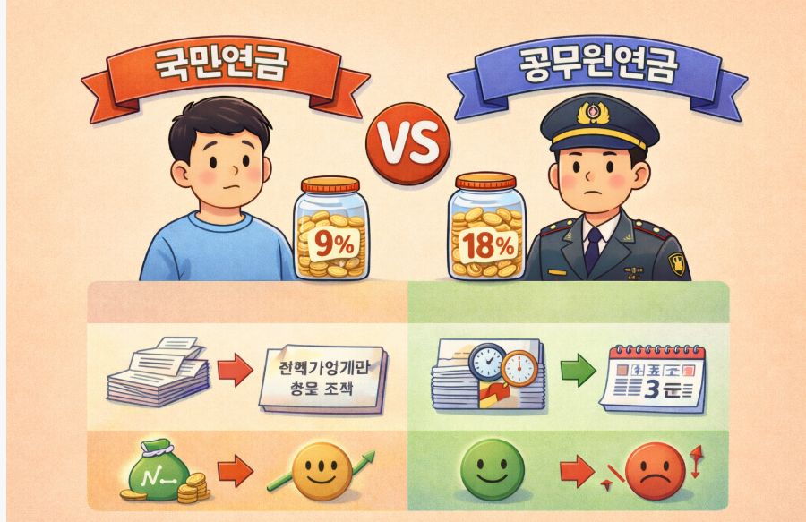 국민연금 vs 공무원 연금 관련 사진
