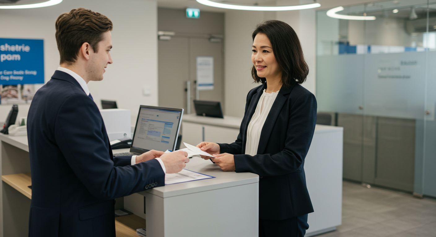 은행에서 대출을 신청하는 사진