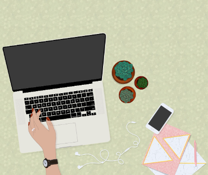 노트북을 하고 있는 여성