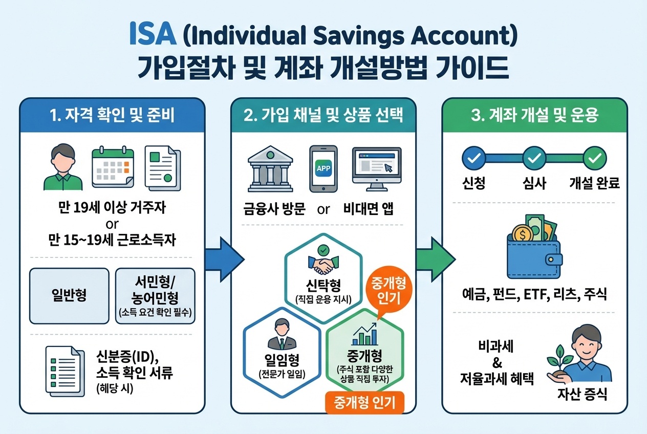 ISA 가입 자격과 개설 방법을 설명하는 이미지