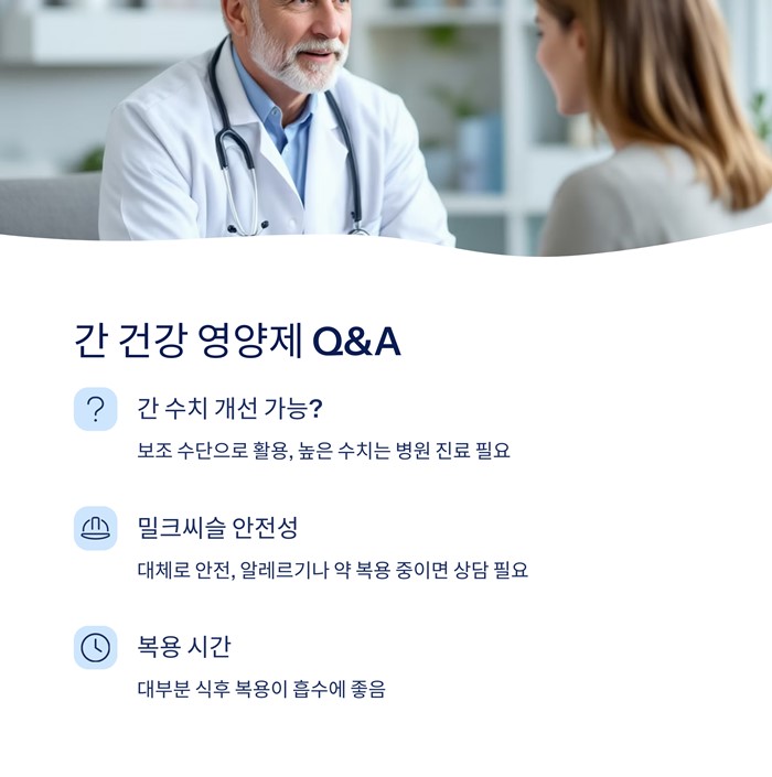 간 건강에 좋은 영양제 추천, 간 기능 개선 요약 이미지