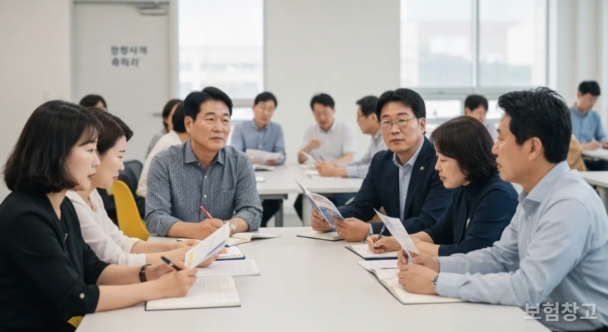 퇴직연금 제도 개편 설명회에 참석한 다양한 연령대의 사람들