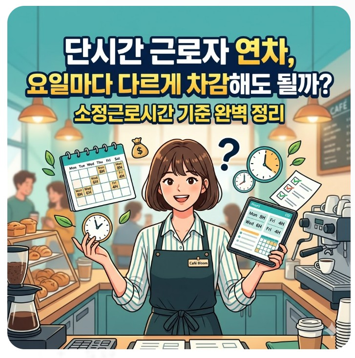 단시간 근로자의 연차는 해당일 소정근로시간 기준으로 차감됩니다. 4.5일 근무제 도입 후 요일별 차감 시간이 다른 경우, 법적 처리 기준과 연차 총 시간 계산법을 사례로 정리했습니다.