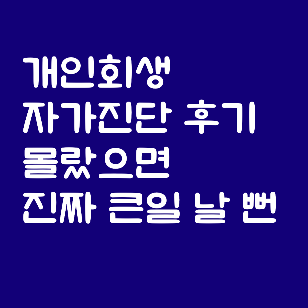 개인회생 자가진단 후기 몰랐으면 진짜 큰일 날 뻔