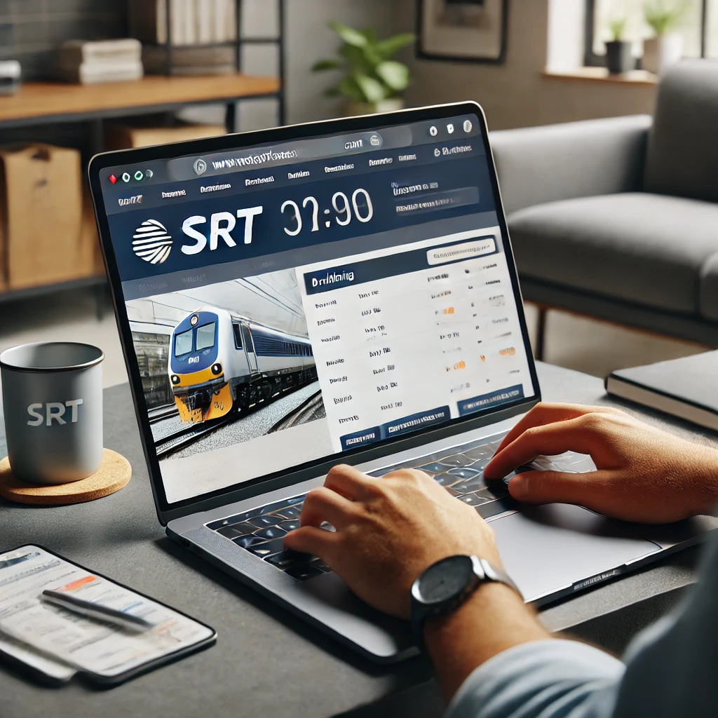 SRT 웹사이트에서 기차 시간을 확인하는 모습