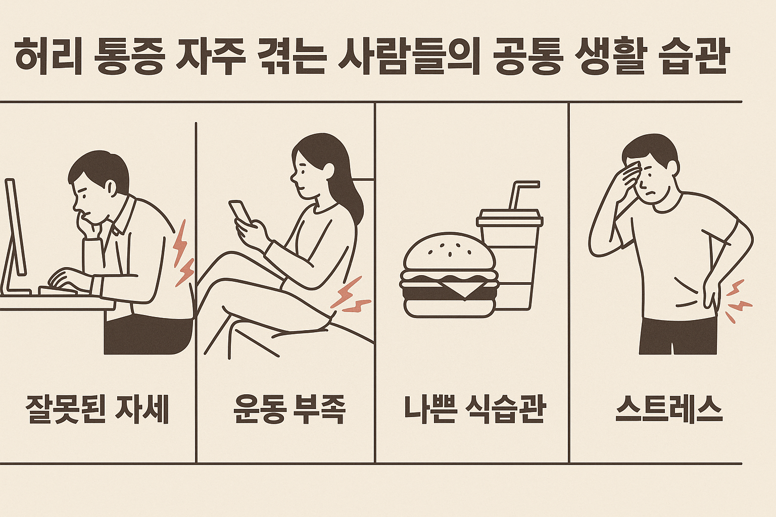 허리통증과 습관 관련 사진