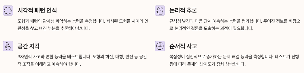 iqmentor 테스트 방식과 구성 섹션 정리 이미지