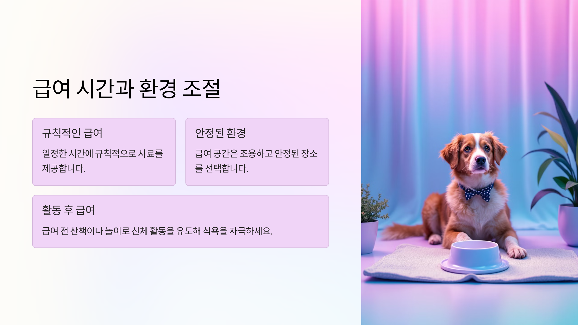 급여 시간과 환경 조절