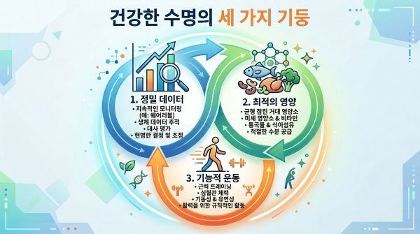 건강수명의 3대 기둥- 1.정밀 데이터, 2.최적 영양, 3.기능 운동