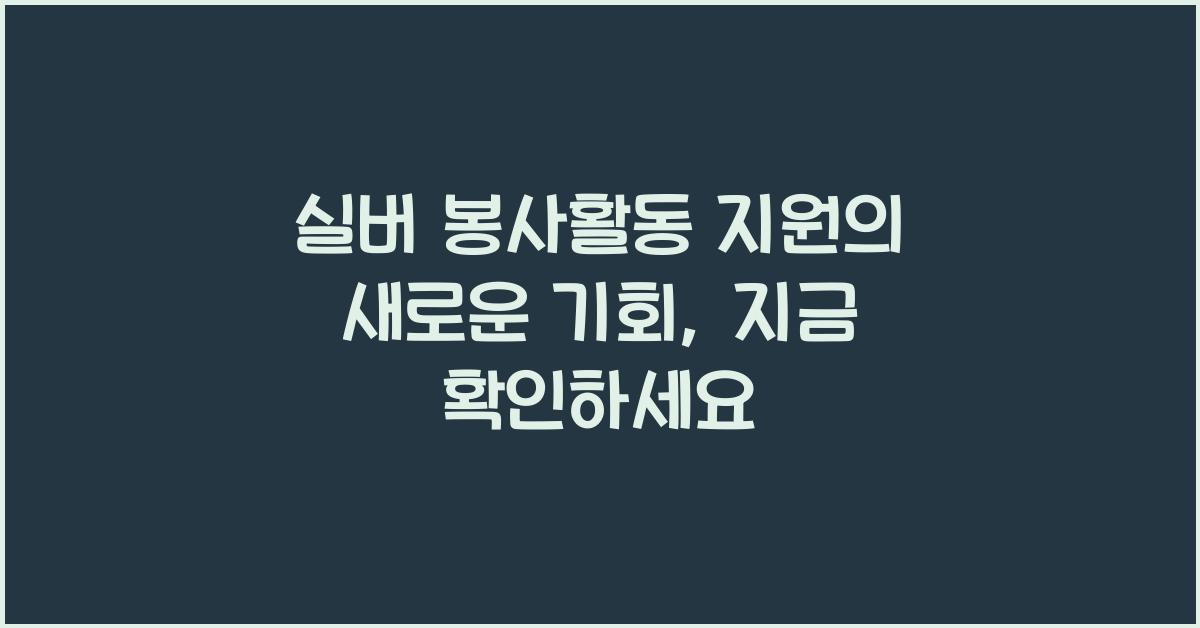 실버 봉사활동 지원