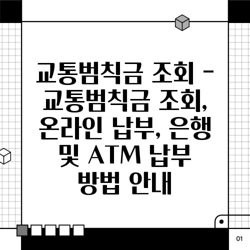교통범칙금 조회 - 교통범칙금 조회, 온라인 납부, 은행 및 ATM 납부 방법 안내