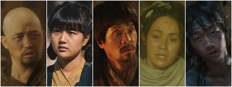드라마 아라문의 검 장터 사람들로 등장하는 스천&#44; 도티&#44; 검불&#44; 여상&#44; 노탁