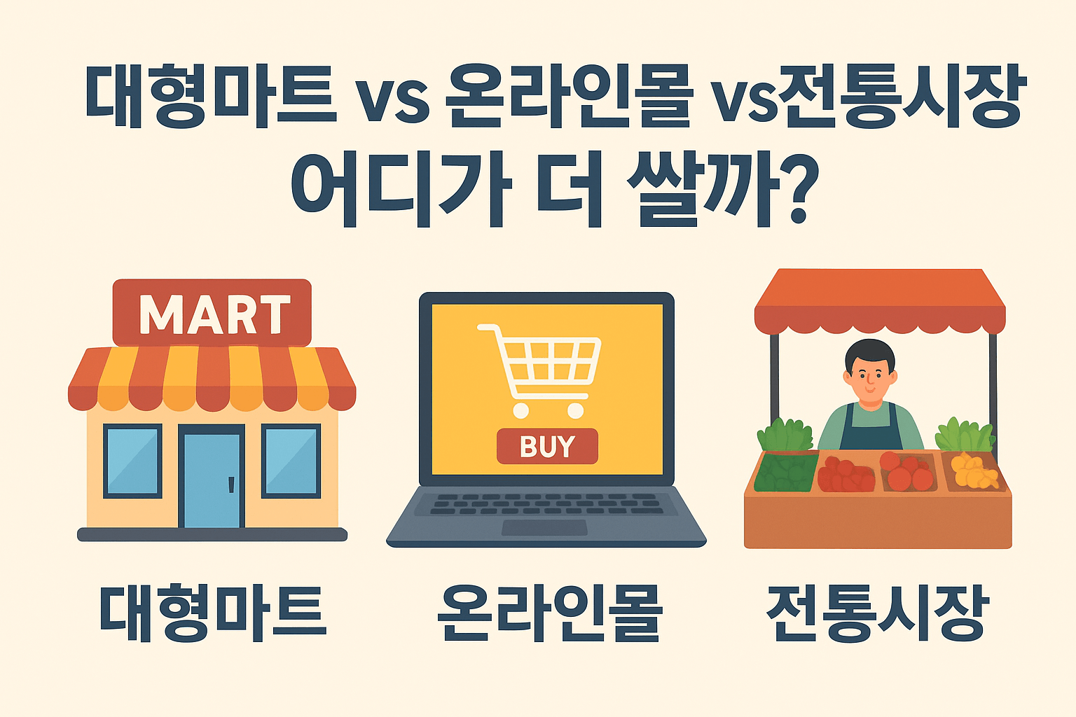 대형마트 vs 온라인몰 vs 전통시장, 어디가 더 쌀까?
