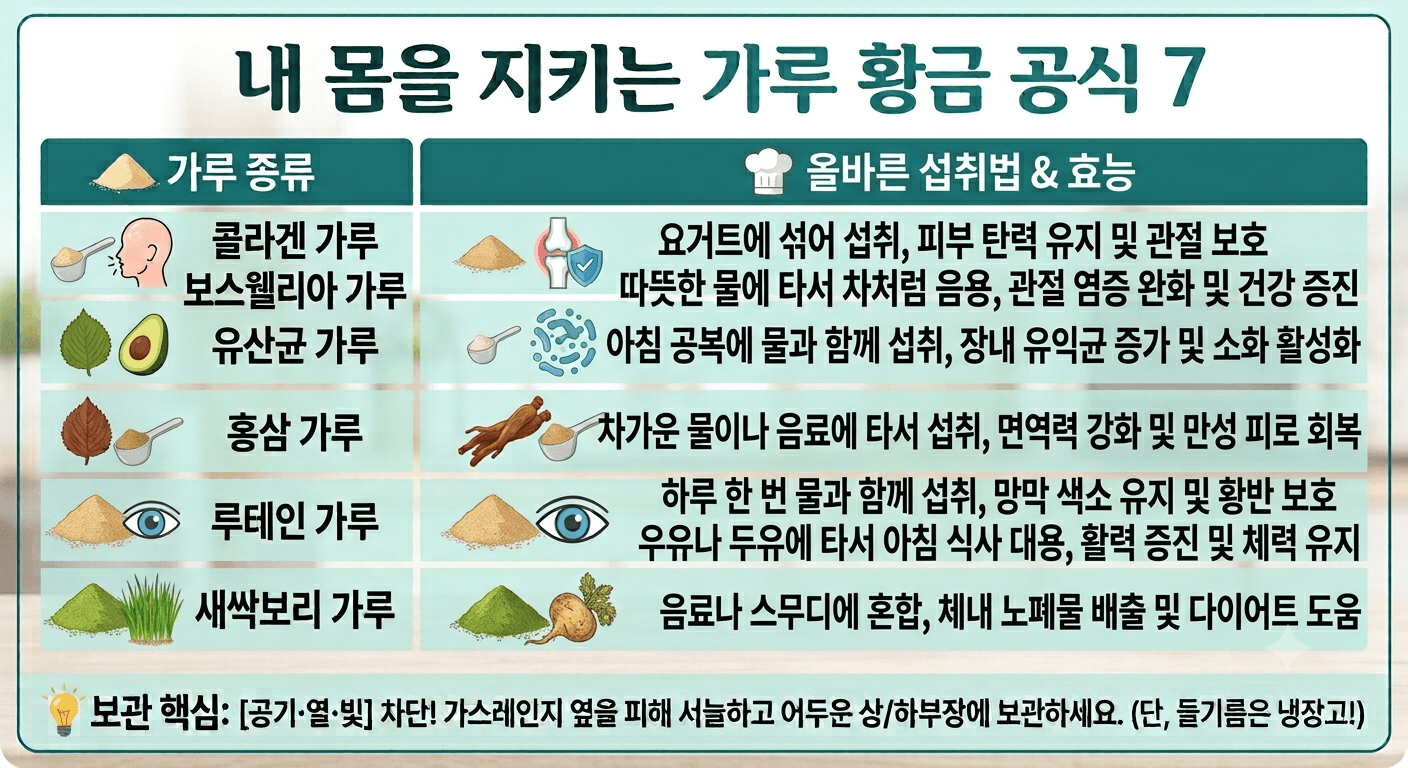 '몸에 좋은 가루' 종류 및 영양 성분·섭취 방법 총정리
