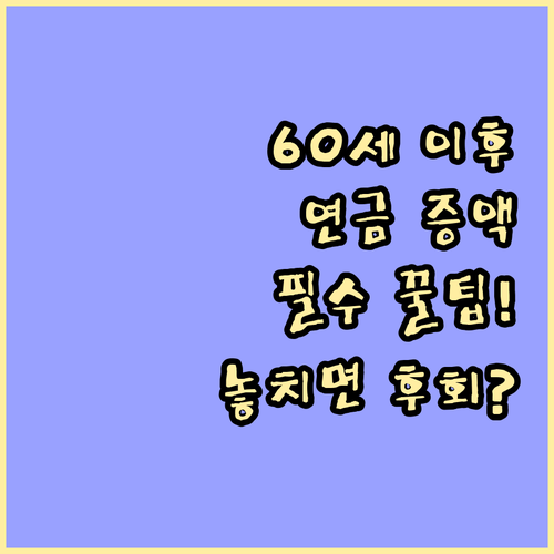 노령연금 증액을 위한 60세 이후 보..