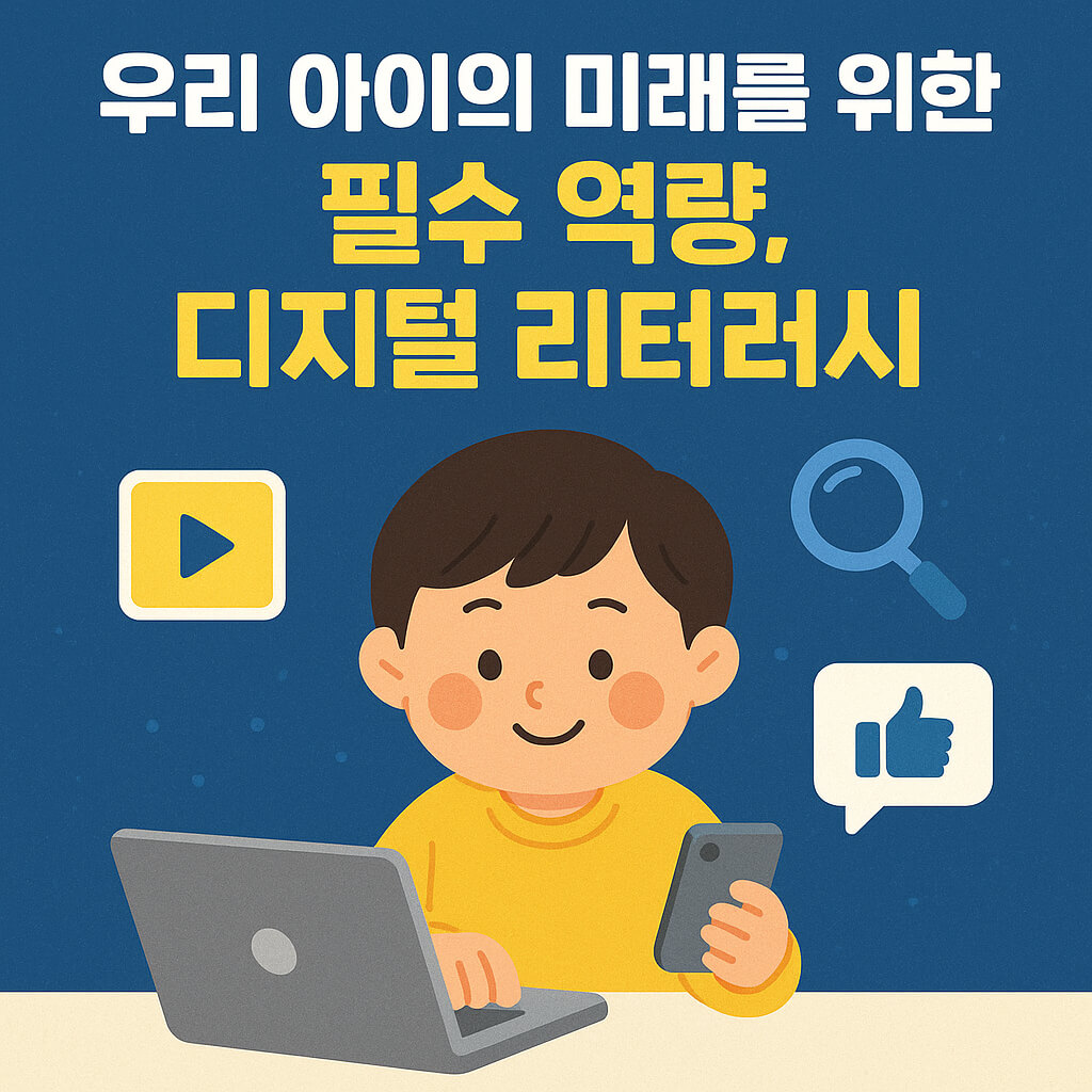 아이가 스마트 폰과 핸드폰을 보며 학습하고 있는 모습의 썸네일.