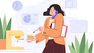 소규모 창업자나 프리랜서 여성 직업인이 종합소득세 신고를 준비하는 모습의 삽화