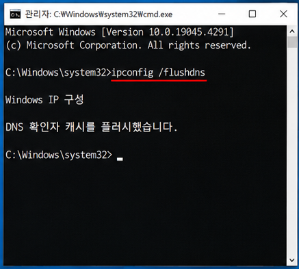 CMD DNS 초기화