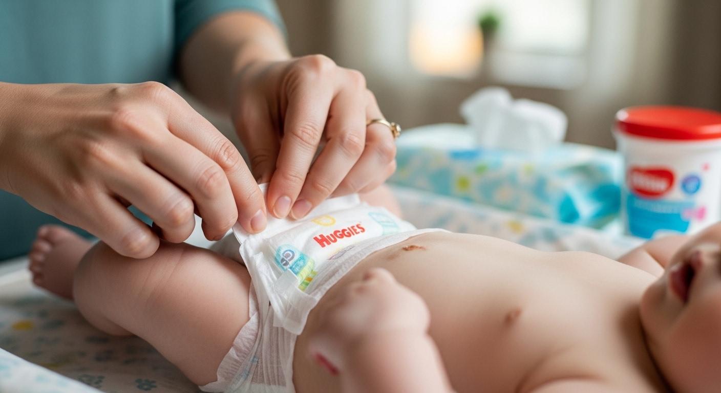 하기스 기저귀 교환