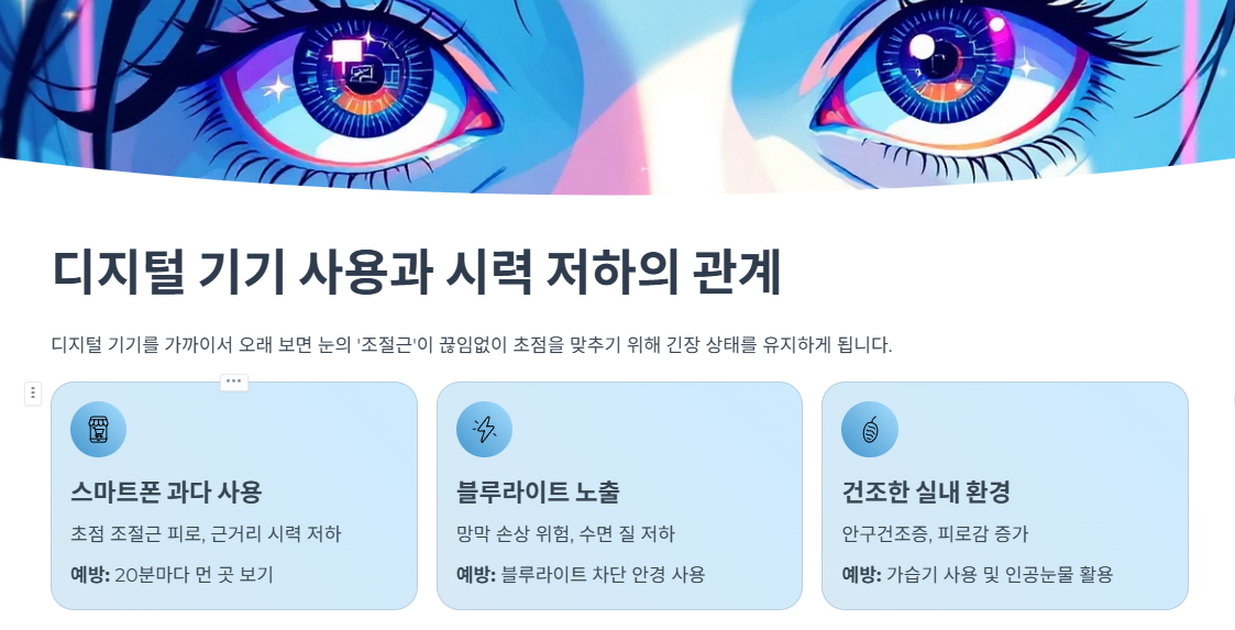 디지털 기기 사용과 시력 저하의 관계