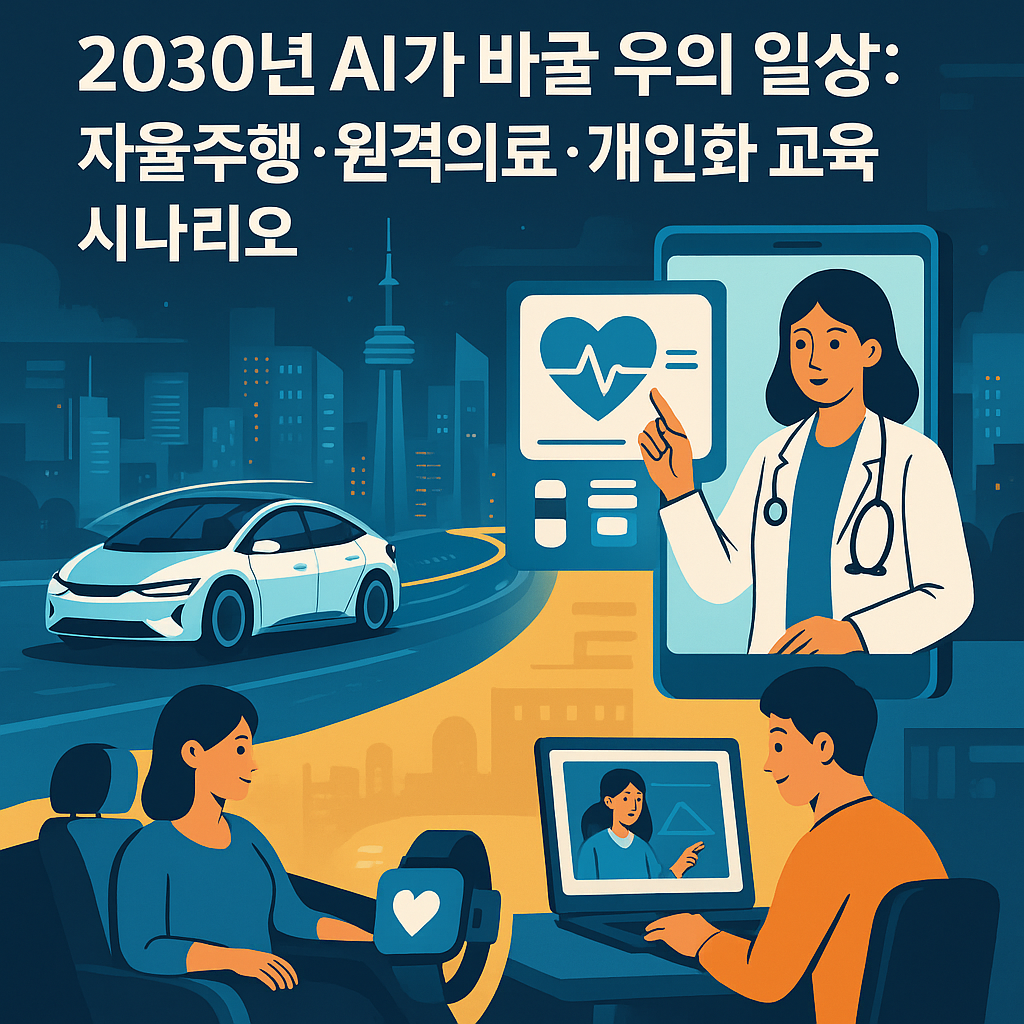 2030년 AI가 바꿀 우리의 일상: 자율주행 &middot; 원격의료 &middot; 개인화 교육 시나리오